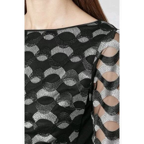 Reiss Mirte Embroidered Dress Black Gray Size 4 - Picture 2 of 7